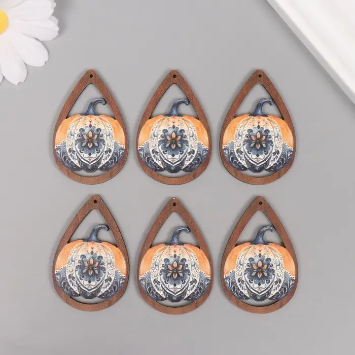 Декор для творчества дерево "Тыква с узором" 4,9х3,3х0,3 см Декор для творчества дерево "Тыква с узором" 4,9х3,3х0,3 см