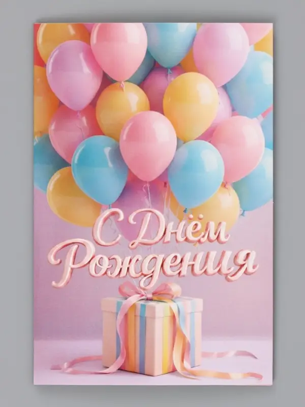 Открытка &laquo;С Днём Рождения&raquo;, воздушные шары, 12&times;18 см