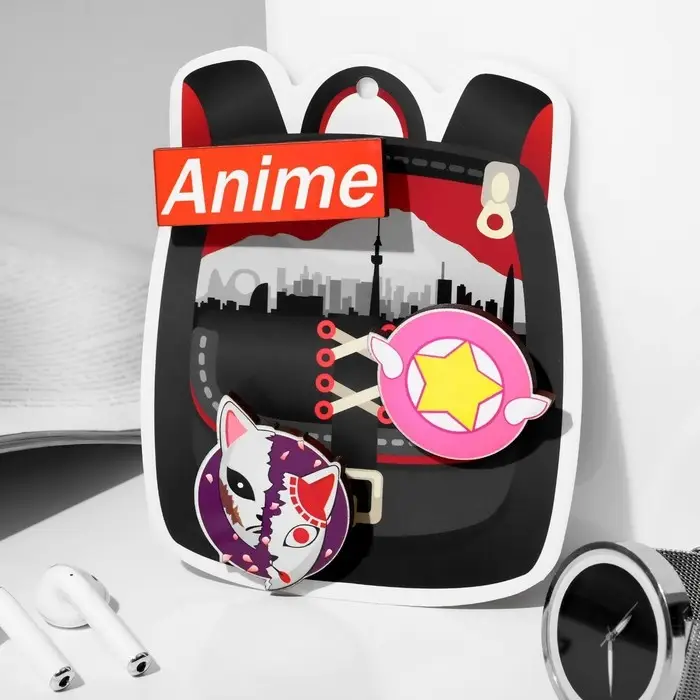 Брошь деревянная (набор 3 шт.) «Рюкзак» аниме, цветные