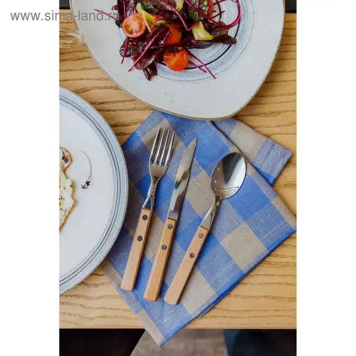 Нож столовый из нержавеющей стали «Эко-стейк», длина 20 см, деревянная ручка