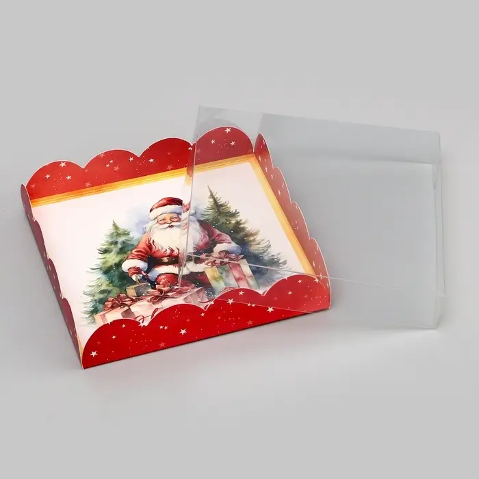 Коробка для печенья, «Дед Мороз», 15×15×3 см, Новый год Коробка для печенья, «Дед Мороз», 15×15×3 см, Новый год