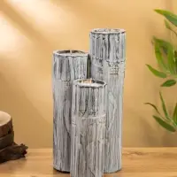 Свеча в бамбуке тройная, 15×13×30 см, 100 мл, серая