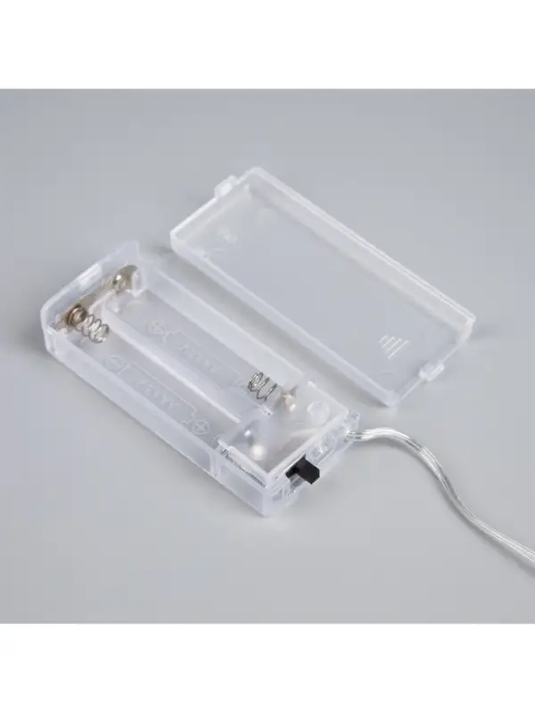 Гирлянда &laquo;Нить&raquo; роса 5 см с насадками &laquo;Снежки&raquo;, IP20, серебристая нить, 10 LED, от батареек АА&times;2, свечение тёплое белое