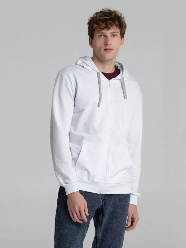 Толстовка на молнии с капюшоном Unit Siverga белая, размер XS Толстовка на молнии с капюшоном Unit Siverga белая, размер XS