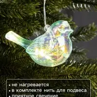 Ёлочная игрушка светодиодная &laquo;Снегирь&raquo;, 10&times;17 см, 5 LED, от батареек ААх2, свечение тёплое белое