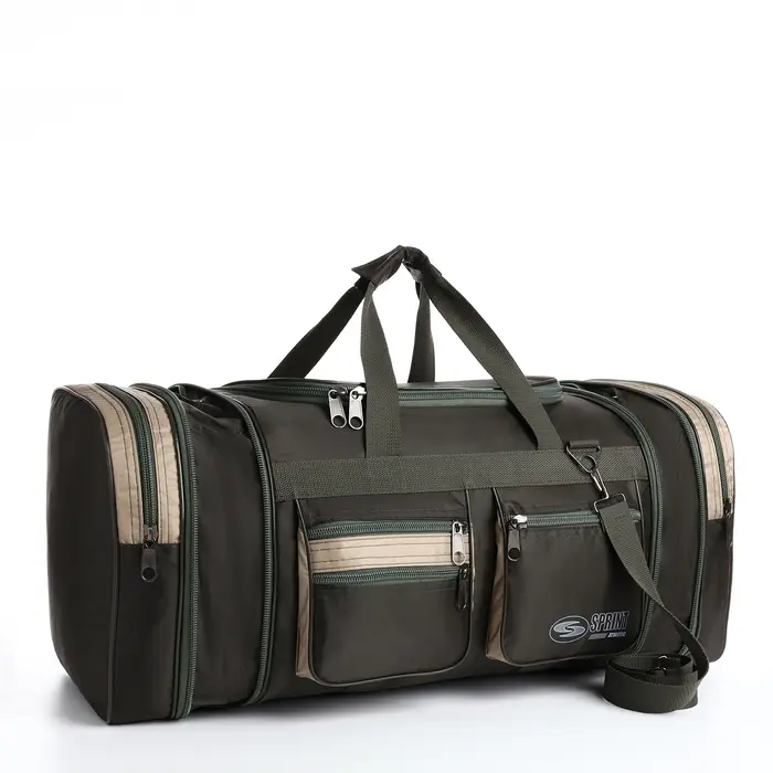 Сумка дорожная на молнии, с увеличением, 5 наружных карманов, цвет хаки Сумка дорожная на молнии, с увеличением, 5 наружных карманов, цвет хаки