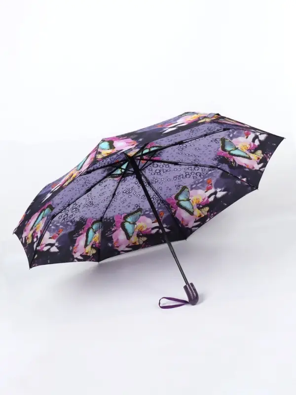 Зонт автоматический Olivia, эпонж, 3 сложения, 8 спиц, R=47/55 см, d=94 см, МИКС