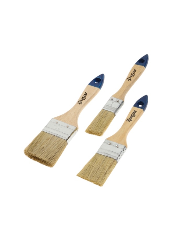 Набор кистей ТУНДРА, натуральная щетина, деревянная рукоятка, 1-1.5-2 Набор кистей ТУНДРА, натуральная щетина, деревянная рукоятка, 1-1.5-2" (25, 38, 50 мм)
