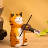 Сувенир «Кот скрипач», 3.5×8×8 см, дерево, оранжевый