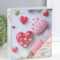 Фотоальбом на 100 фото 13х18 см "Сердца в сердцах" в коробке 5х18х20,5 см