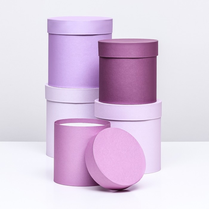 Набор круглых подарочных коробок 5 в 1 «Пудра», 20 × 20 × 20‒13,5 × 13,5 × 13,5 см Набор круглых подарочных коробок 5 в 1 «Пудра», 20 × 20 × 20‒13,5 × 13,5 × 13,5 см