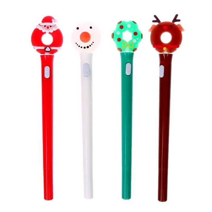 Ручка-прикол &laquo;Новый год&raquo;, световая, синий стержень, шариковая, МИКС