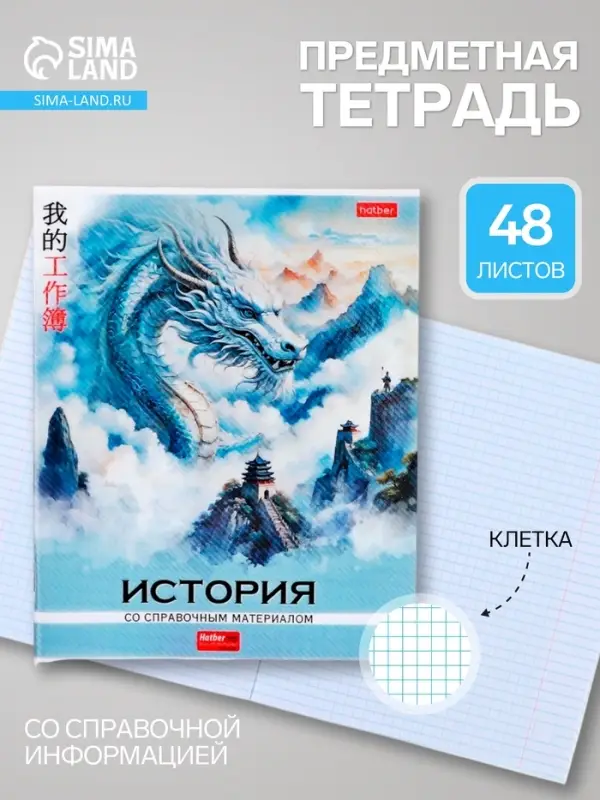 Предметная тетрадь по истории Hatber &laquo;Искусство Азии&raquo;, 48 листов, в клетку, со справочным материалом, пластиковая обложка с печатью