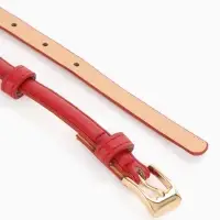 Ремень женский тонкий, 110&times;1.3 см, классическая пряжка металл, золотистая, красный