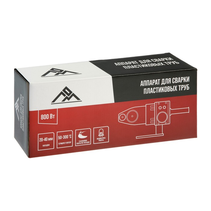Аппарат для сварки пластиковых труб ЛОМ, 800 Вт, комплект насадок 20 - 40 мм, 50 - 300° Аппарат для сварки пластиковых труб ЛОМ, 800 Вт, комплект насадок 20 - 40 мм, 50 - 300°