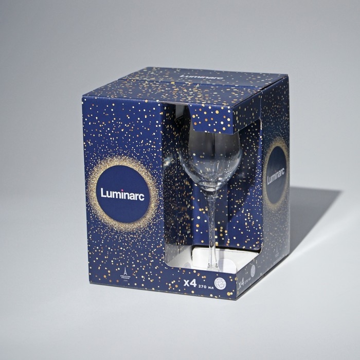 Набор стеклянных бокалов для вина «Серебряная дымка», 270 мл, 4 шт Набор стеклянных бокалов для вина «Серебряная дымка», 270 мл, 4 шт