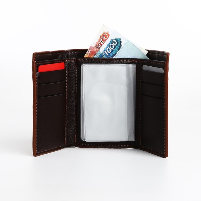 Портмоне мужское на магните, отдел для купюр, для карт, для монет, цвет коричневый Портмоне мужское на магните, отдел для купюр, для карт, для монет, цвет коричневый
