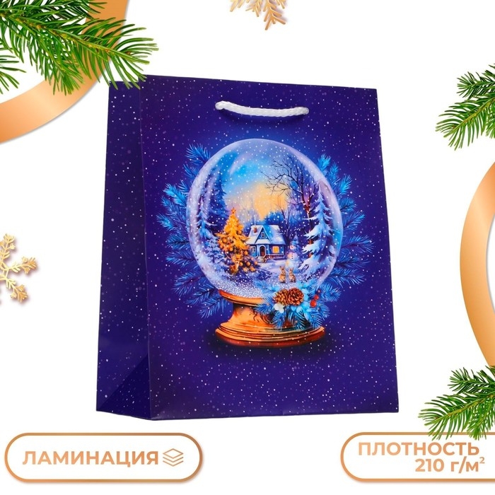 Новый год. Пакет подарочный Новый год. Пакет подарочный "Стеклянный шар", 18 х 22,3 х 10 см.