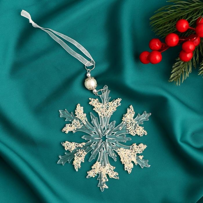 Украшение ёлочное Украшение ёлочное "Снежинка ажурная" d-12 см, микс, прозрачный