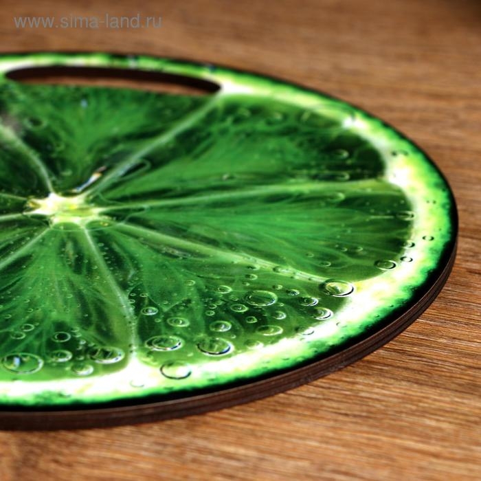 Доска разделочная и сервировочная круглая кухонная  Доска разделочная и сервировочная круглая кухонная "Лайм в разрезе", 25,5 см