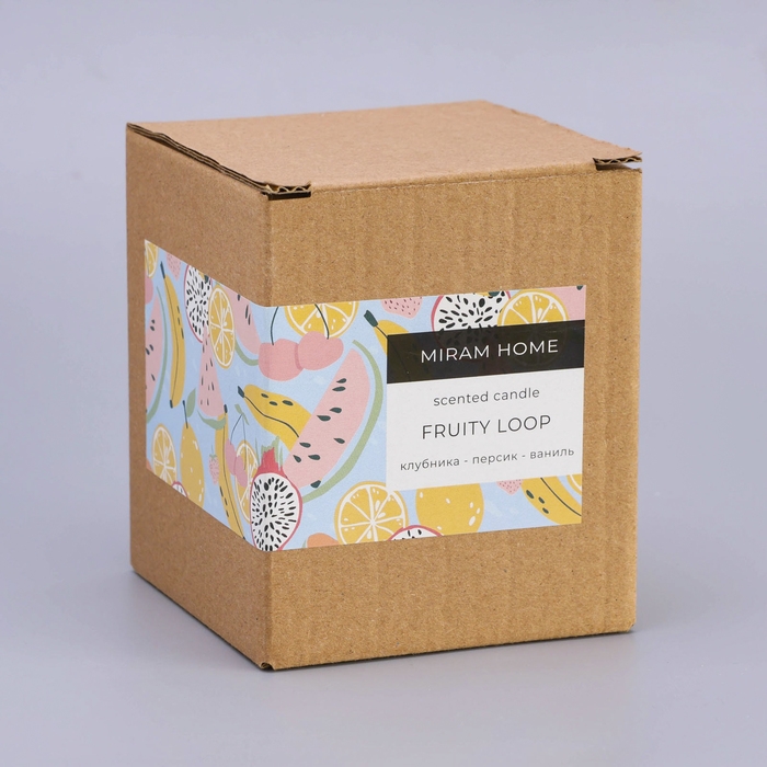 Свеча ароматическая в стакане  Свеча ароматическая в стакане "FRUITY LOOP", клубника, персик, ваниль, 200 г