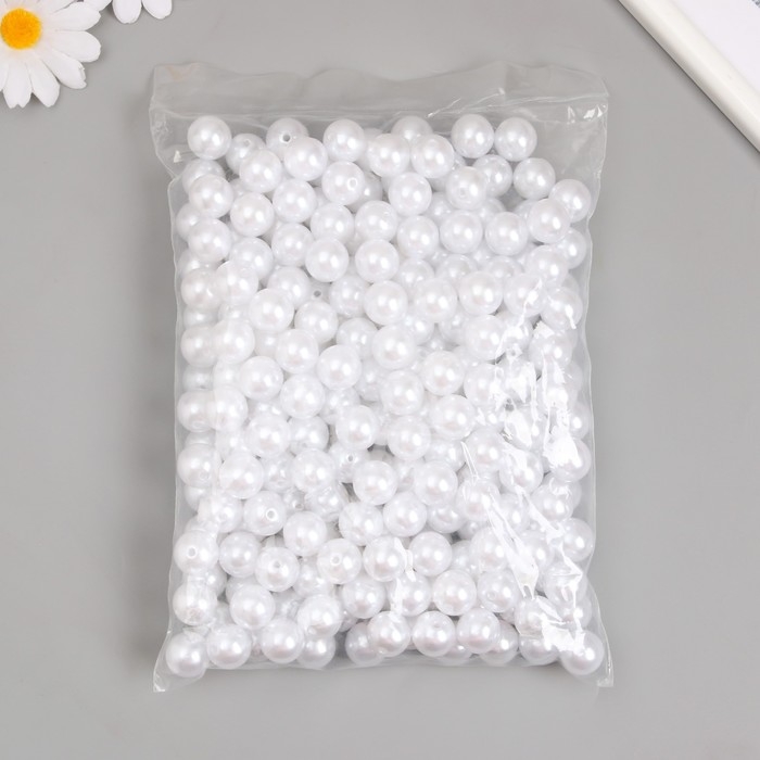 Бусины для творчества пластик Бусины для творчества пластик "Жемчуг белый" d=1,6 см набор 500 гр