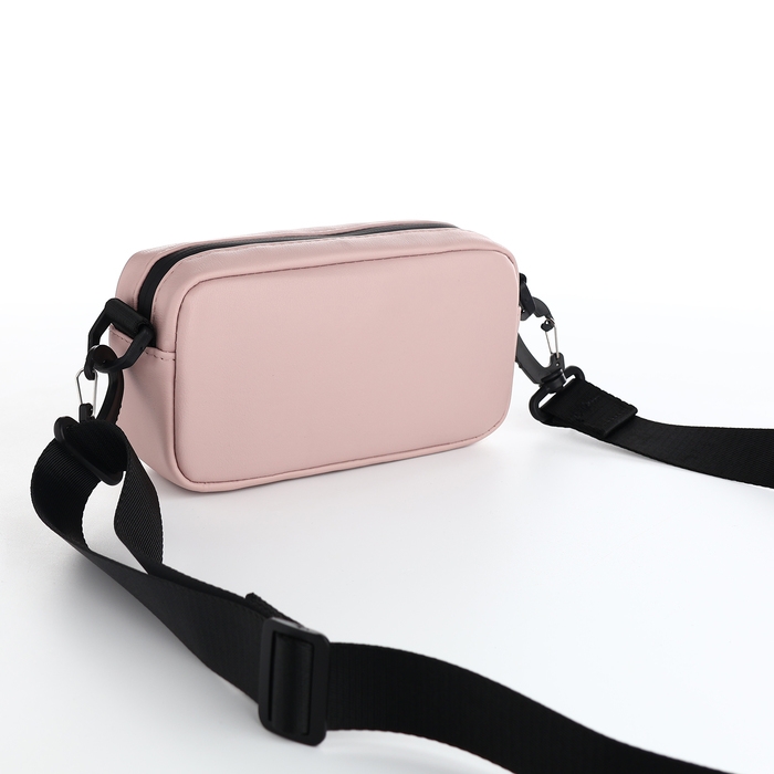 Сумка женская на молнии, TEXTURA, маленький размер, длинный ремень, цвет розовый Сумка женская на молнии, TEXTURA, маленький размер, длинный ремень, цвет розовый