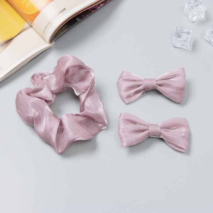 Набор для волос Набор для волос "Фелиция" (резинка 7 см, 2 зажима 6,5 см) классика, розовый