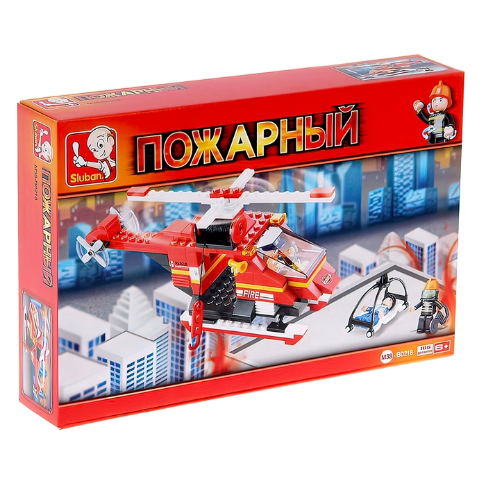 Конструктор «Пожарный вертолёт», 155 деталей Конструктор «Пожарный вертолёт», 155 деталей