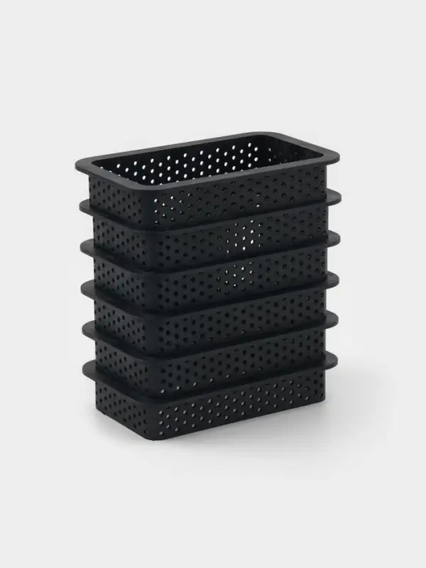 Формы для выпечки перфорированные Доляна &laquo;Прямоугольник&raquo;, набор 6 шт., пластик, 10&times;5.5&times;2 см, чёрные