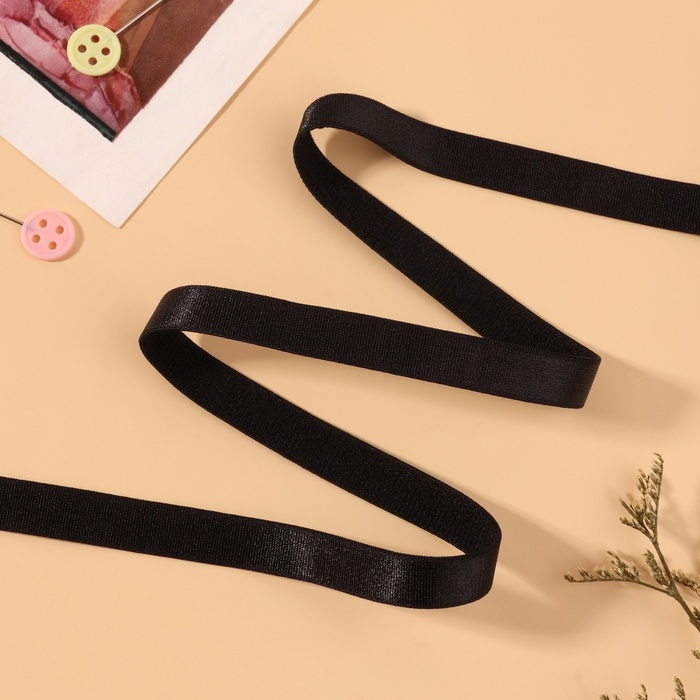 Резинка для бретелей, блестящая, 10 мм, 50 ± 0,5 м, цвет чёрный Резинка для бретелей, блестящая, 10 мм, 50 ± 0,5 м, цвет чёрный