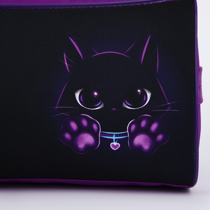 Сумка детская спортивная «Котик», 40х21х24см, цвет чёрный, фиолетовый