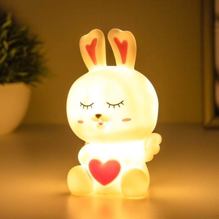 Ночник Ночник "Ангел зайка" LED 1Вт 3х LR44 белый 6х6,5х12см RISALUX