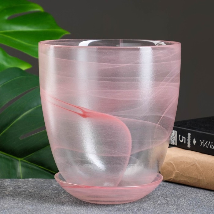 Горшок цветочный с поддоном №4  Горшок цветочный с поддоном №4 "Алеб" розовый, 2 л