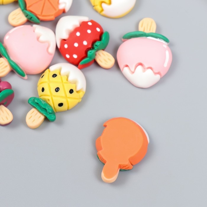 Декор для творчества пластик Декор для творчества пластик "Фруктики на палочке" набор 10 шт 2,1х1,4 см