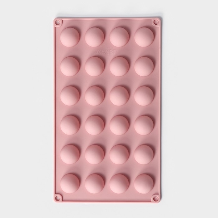 Форма для выпечки Доляна «Фигуры.Полусфера», силикон, 28,3×16,5 см, 24 ячейки (d=2,8 см), цвет розовый Форма для выпечки Доляна «Фигуры.Полусфера», силикон, 28,3×16,5 см, 24 ячейки (d=2,8 см), цвет розовый