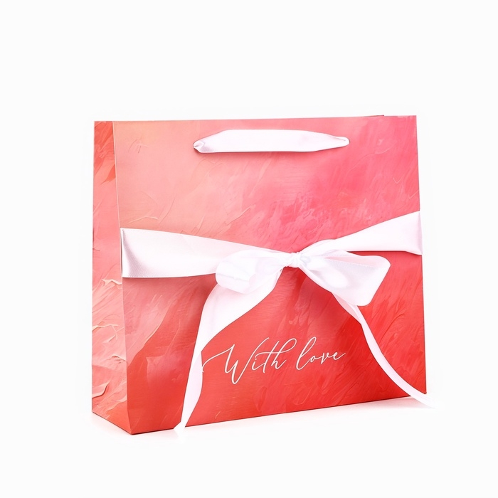 Пакет ламинированный с лентой «С любовью», M 30 × 9 × 26 см Пакет ламинированный с лентой «С любовью», M 30 × 9 × 26 см