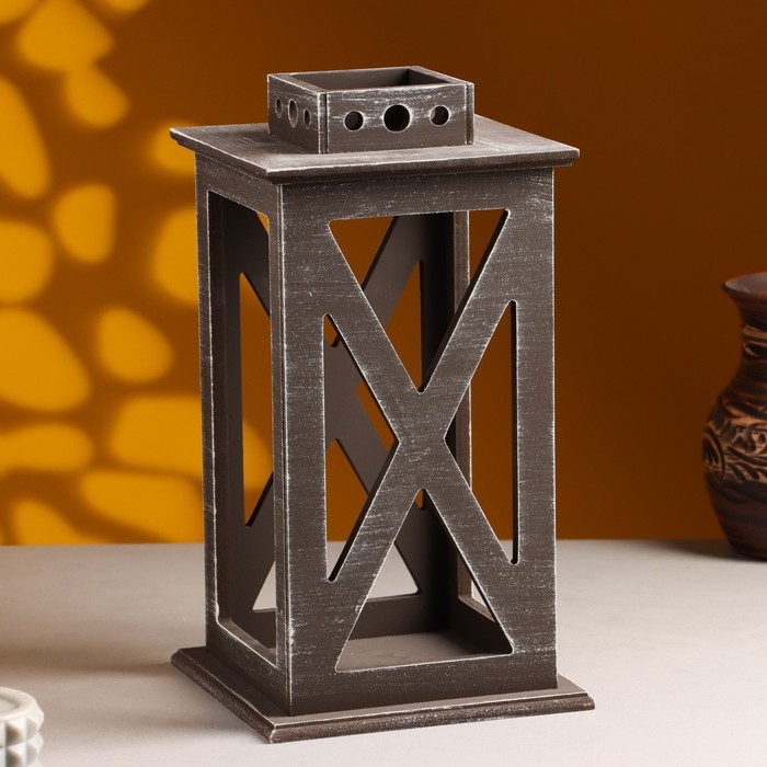 Кашпо деревянное  "Фонарь. Прованс"  17х17х31 см Коричневый