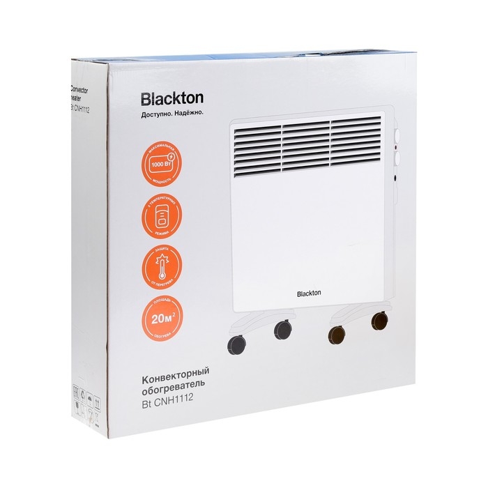 Обогреватель Blackton Bt CNH1112, конвекторный, напольный, 1000 Вт, 20 м², белый Обогреватель Blackton Bt CNH1112, конвекторный, напольный, 1000 Вт, 20 м², белый