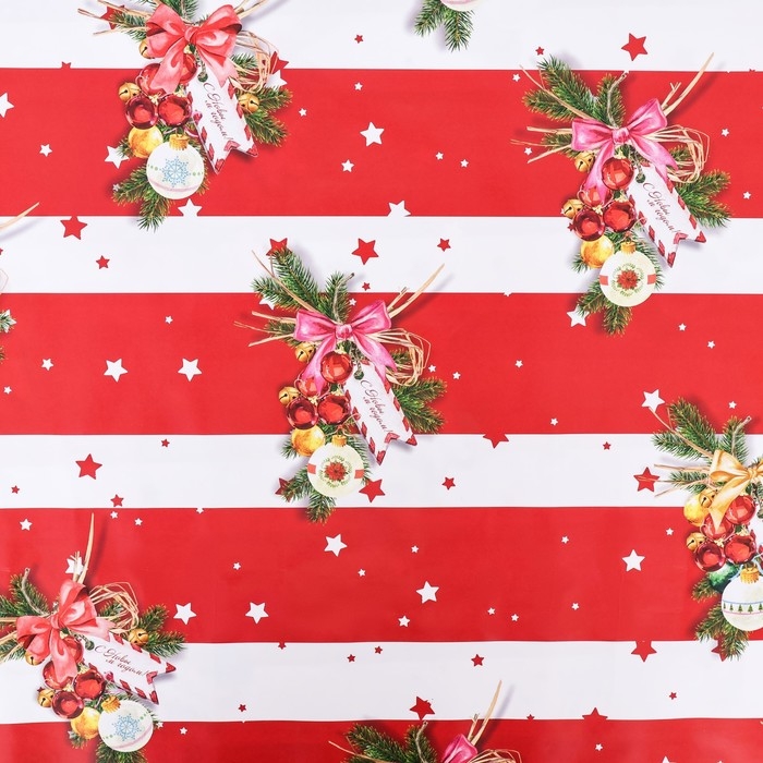 Новый год. Бумага упаковочная глянцевая  Новый год. Бумага упаковочная глянцевая "Бирки ", 70 х 100 см,1 лист,