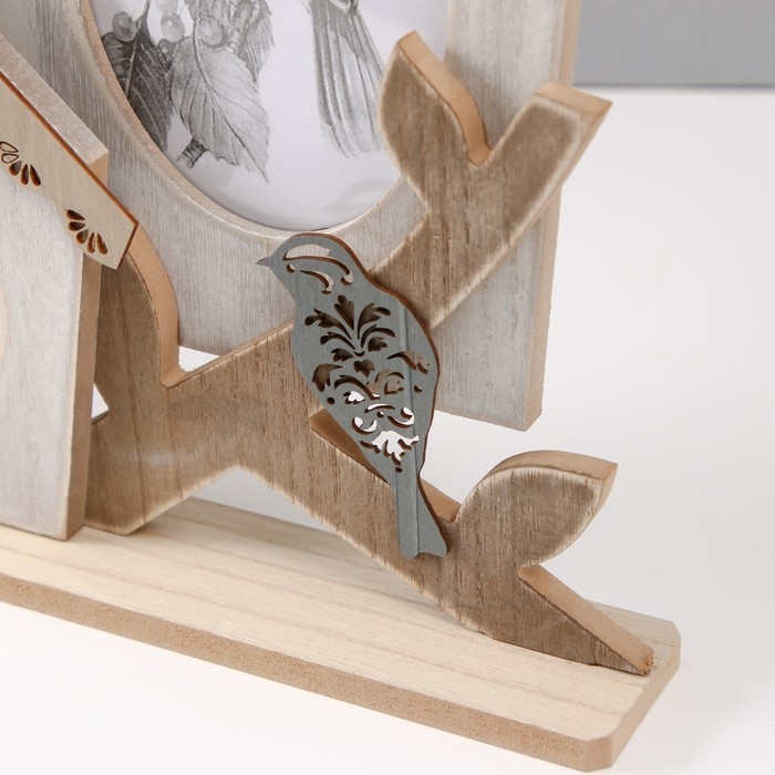 Фоторамка дерево на 2 фото 9х9 и 10х14 см Фоторамка дерево на 2 фото 9х9 и 10х14 см "Домики с птичкой на ветке" 29х5х32 см