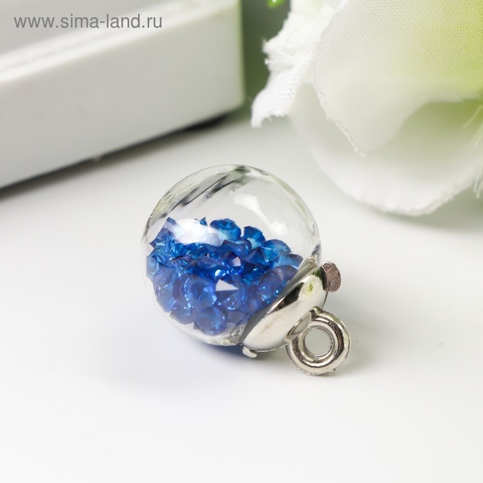 Подвеска декоративная для творчества стекло Подвеска декоративная для творчества стекло "Шар - камешки" синяя d=1,6 см набор 10 шт