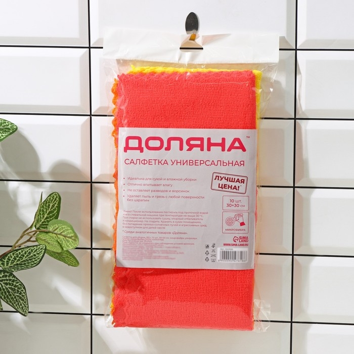 Салфетка универсальная Доляна «Промо», 180 г/м², 10 шт, 30×30 см, микрофибра, ультразвуковая обработка края, цвет МИКС Салфетка универсальная Доляна «Промо», 180 г/м², 10 шт, 30×30 см, микрофибра, ультразвуковая обработка края, цвет МИКС