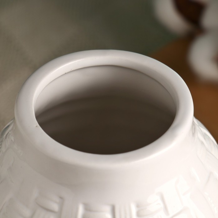 Кашпо - ваза  Кашпо - ваза "Плетенка" 19х14см, белая