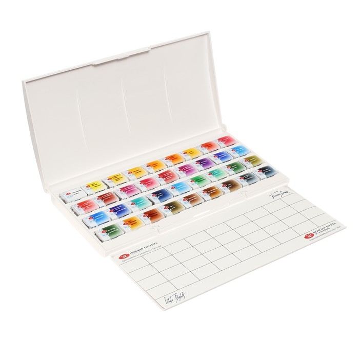 Акварель художественная в кюветах, 36 цветов х 2.5 мл, ЗХК  Акварель художественная в кюветах, 36 цветов х 2.5 мл, ЗХК "Белые ночи", пластиковая палитра, 1942258