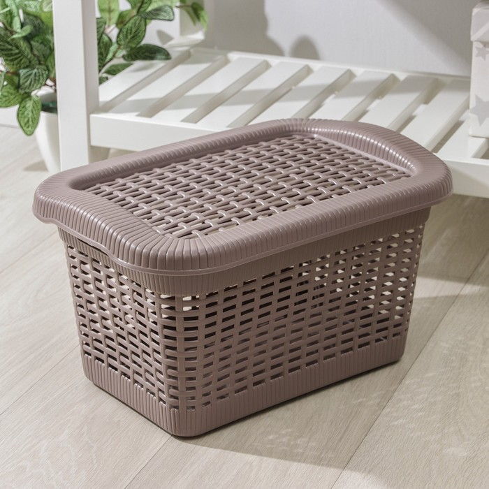 Корзина для хранения с крышкой, 45×28×24 см, 20 л, цвет МИКС Корзина для хранения с крышкой, 45×28×24 см, 20 л, цвет МИКС