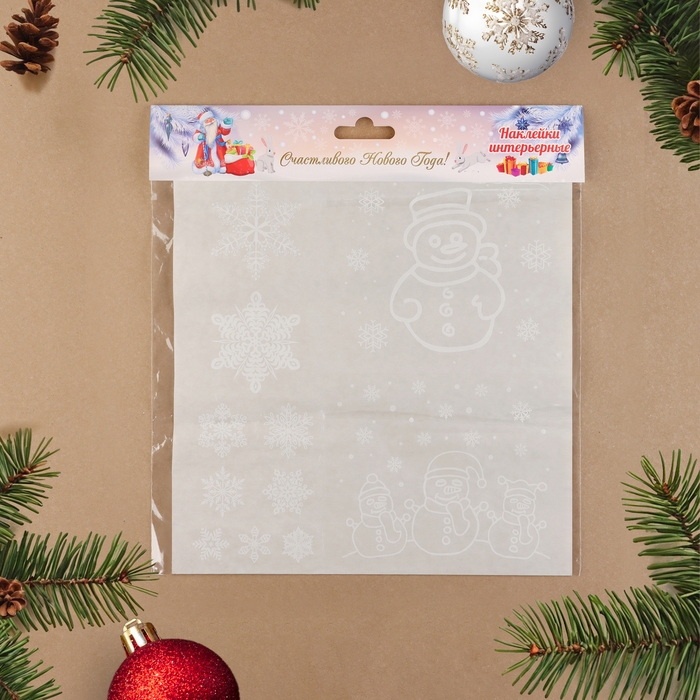 Набор наклеек Набор наклеек "Новогодний" снеговички, 34,3 х 35,6 см