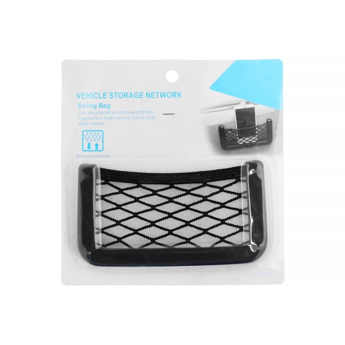 Карман-сетка под телефон на клейкой ленте, 14.5×8 см, чёрный Карман-сетка под телефон на клейкой ленте, 14.5×8 см, чёрный