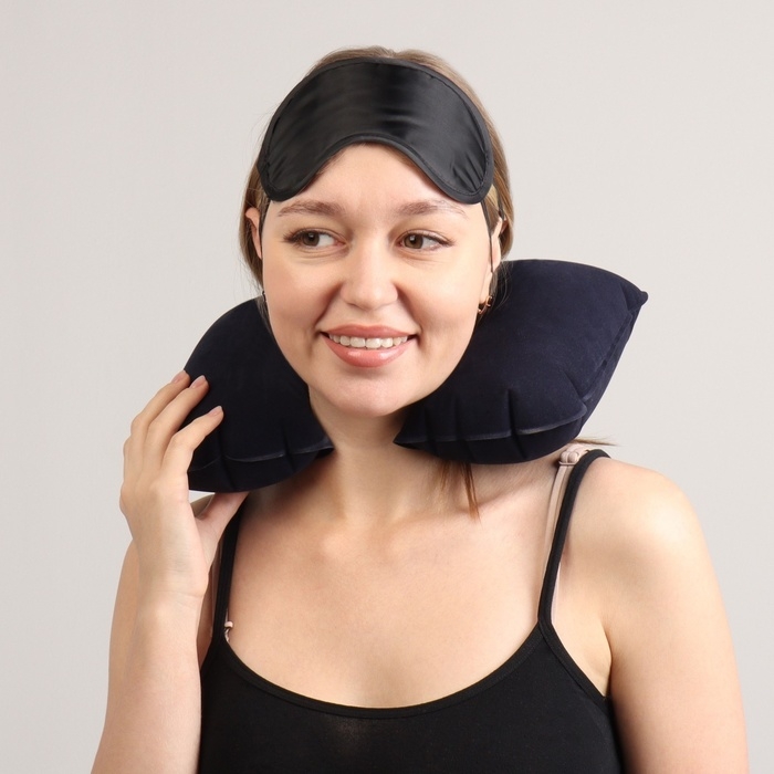 Набор туристический: подушка для шеи, маска для сна, беруши Набор туристический: подушка для шеи, маска для сна, беруши