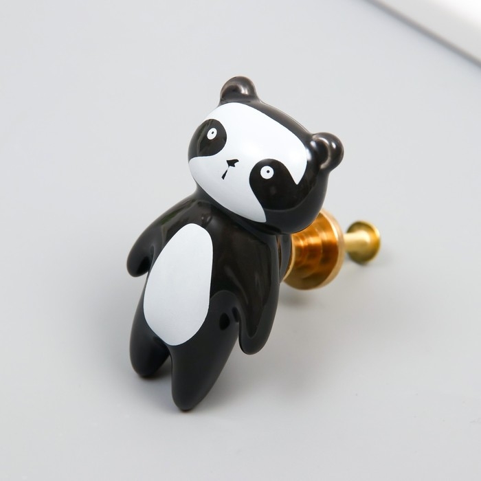 Ручка для шкатулки керамика, металл Ручка для шкатулки керамика, металл "Панда" 6,3х3,5 см